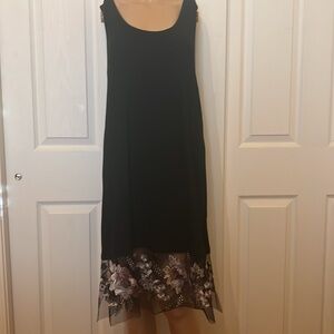 NWT Origami knit slip dress w sheer sparkly floral hem szL